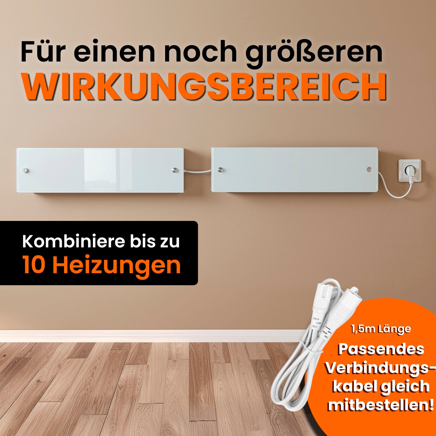 1,5 Meter Verlängerungskabel Anti-Schimmel-Heizung Glaspanel