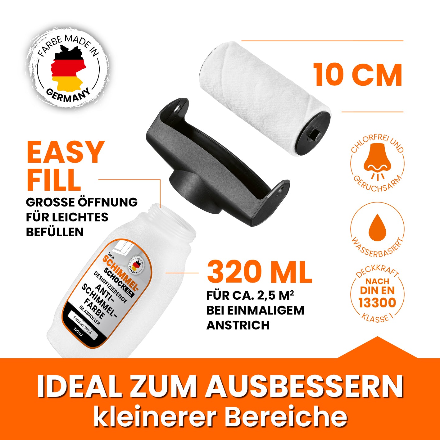 Anti-Schimmel-Farbe im Farbroller (320ml für 2,5 m²)