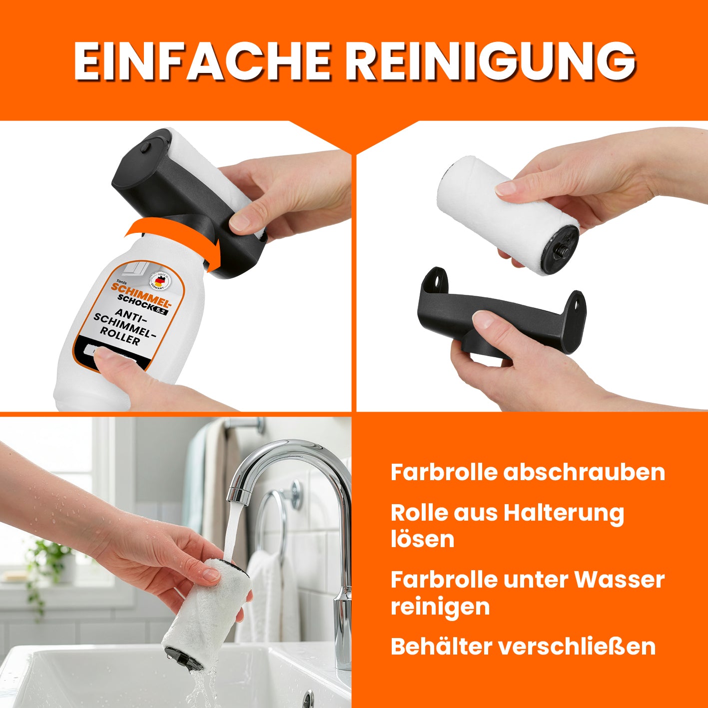 Anti-Schimmel-Farbe im Farbroller (320ml für 2,5 m²)