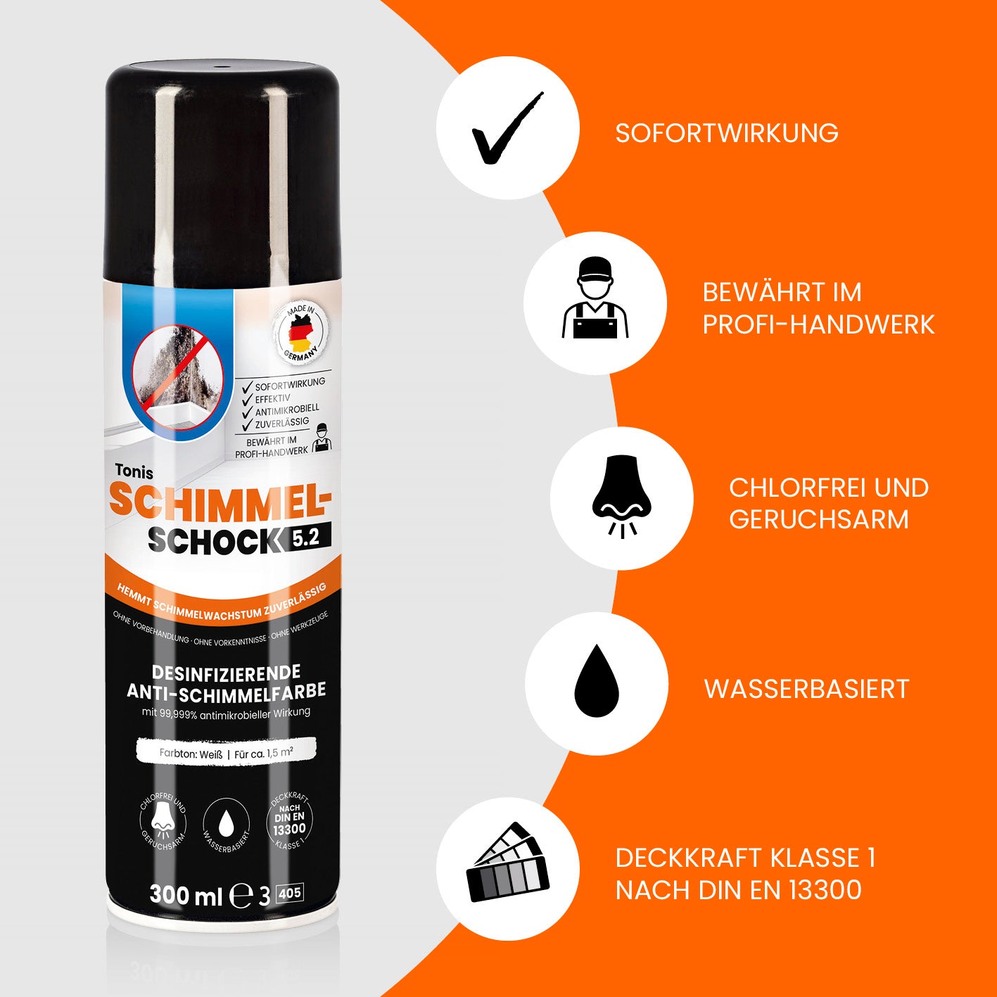 Die Dose und eine Aufzählung der Vorteile.