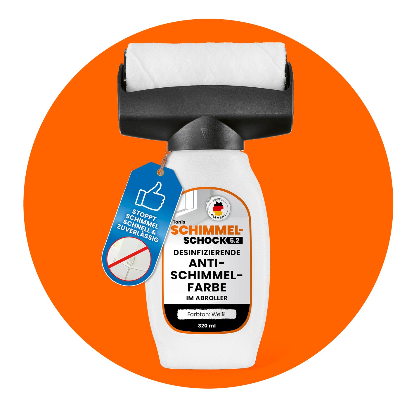 Anti-Schimmel-Farbe im Farbroller (320ml für 2,5 m²)