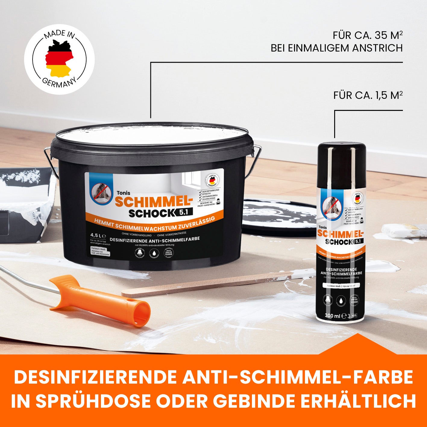 Schimmelfarbe 5.1 - Gebinde 4,5L für 18 m2
